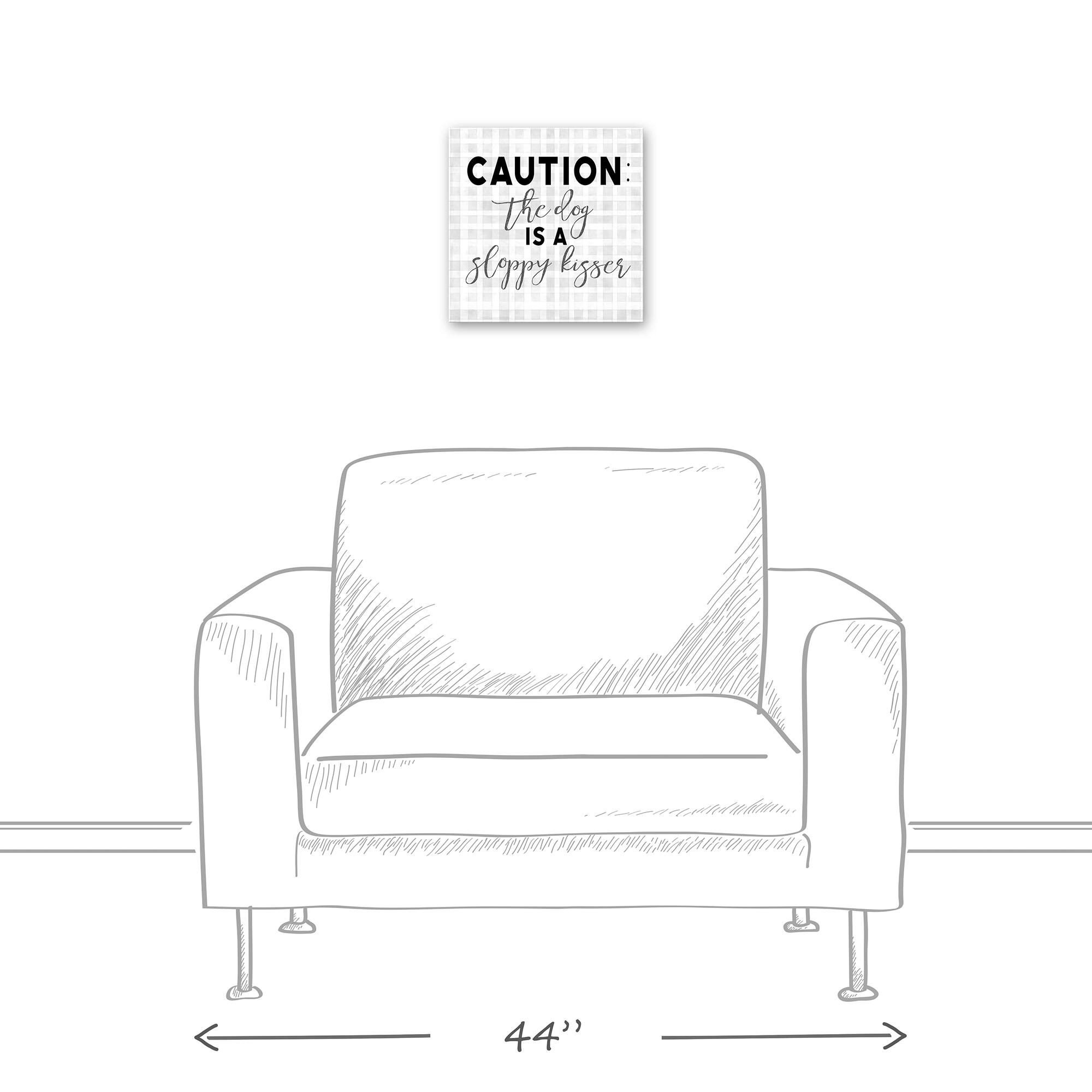 Caution Dog Kisses Canvas Wall Art